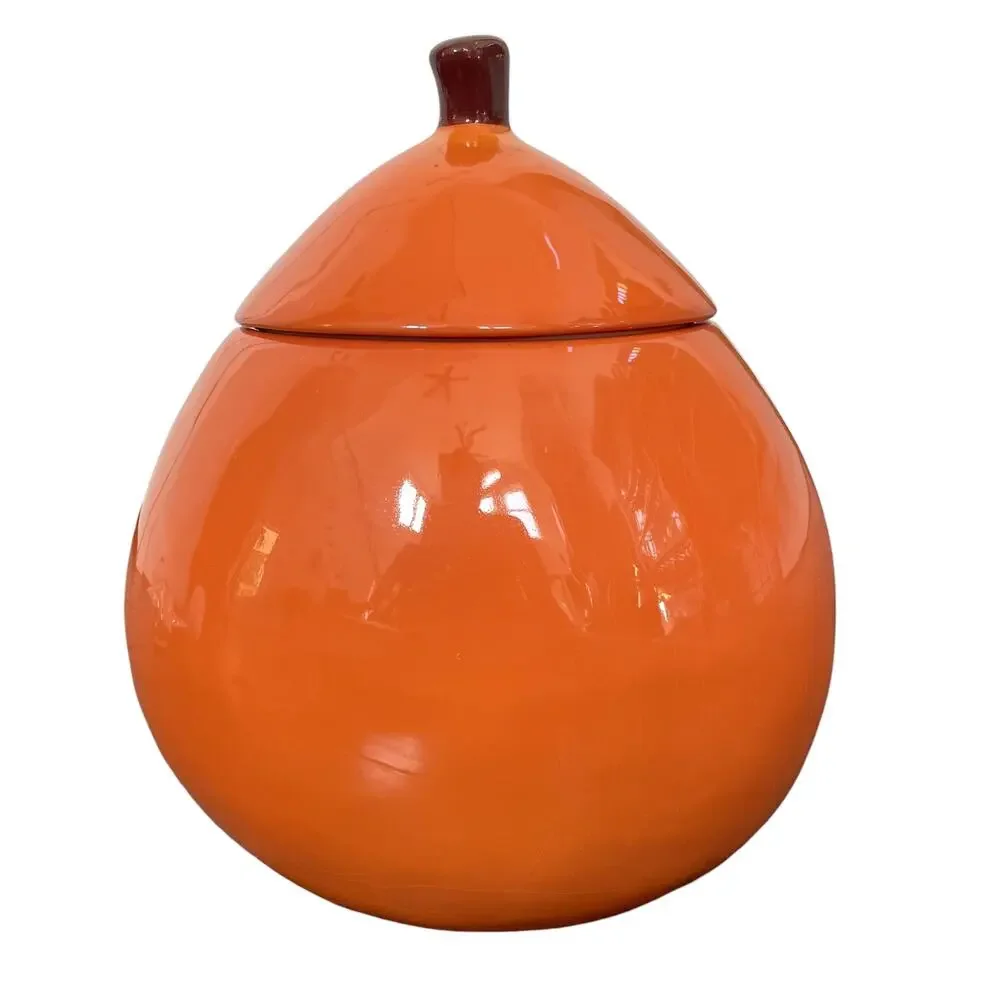 Halloween Jack O Lantern Cookie Jar Ceramic Orange Pumpkin Boston Warehouse